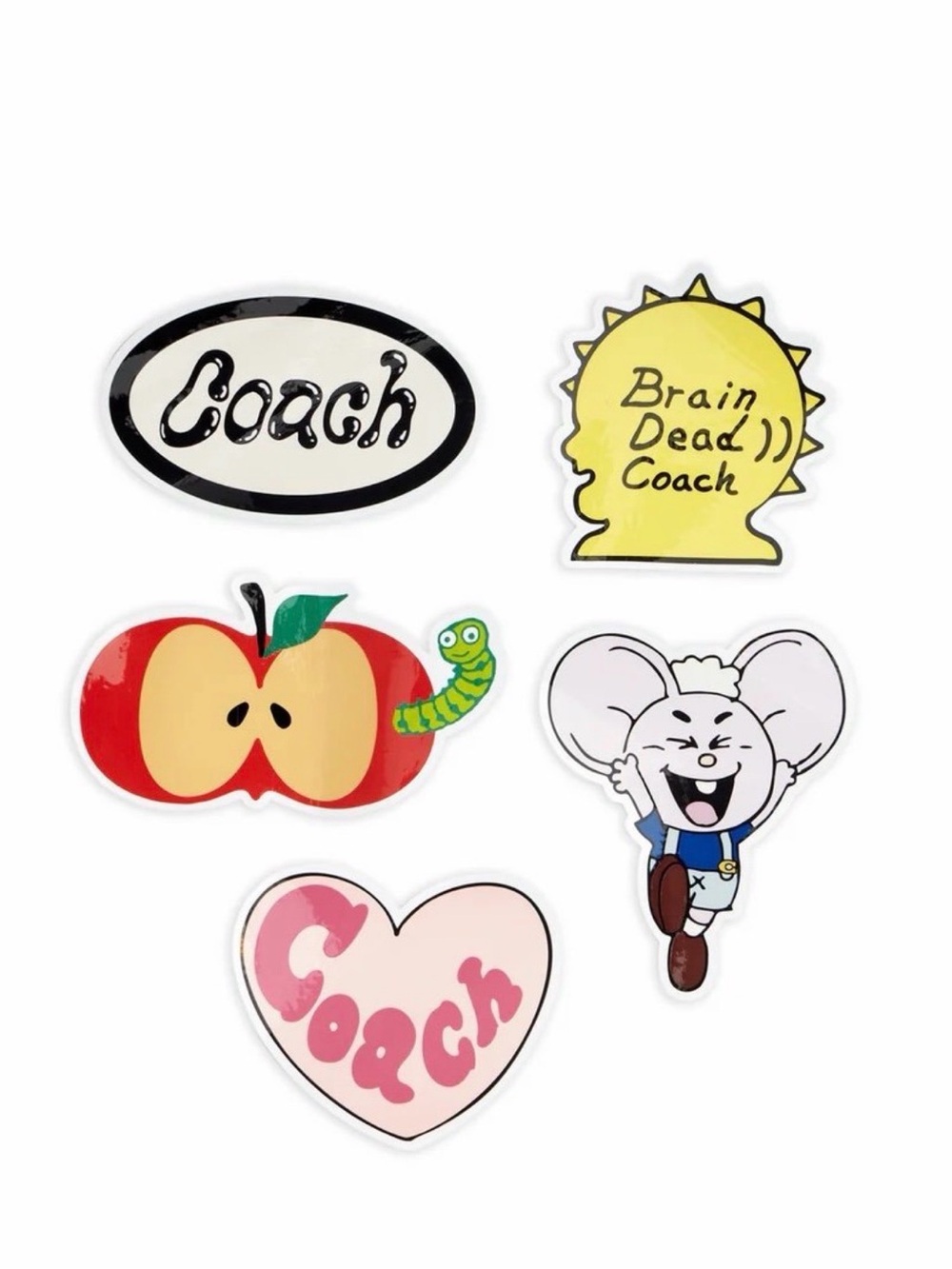 Brain Dead X Coach Sticker Set of 5 Mascots and Motifs in Multicolor Vinyl NWT
